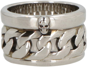 Skull silver plated metal ring-1